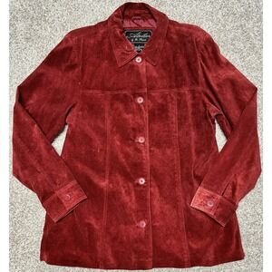 Atelier by B. Thomas Red Suede 100% Leather Jacket Button Coat Boho Size Large